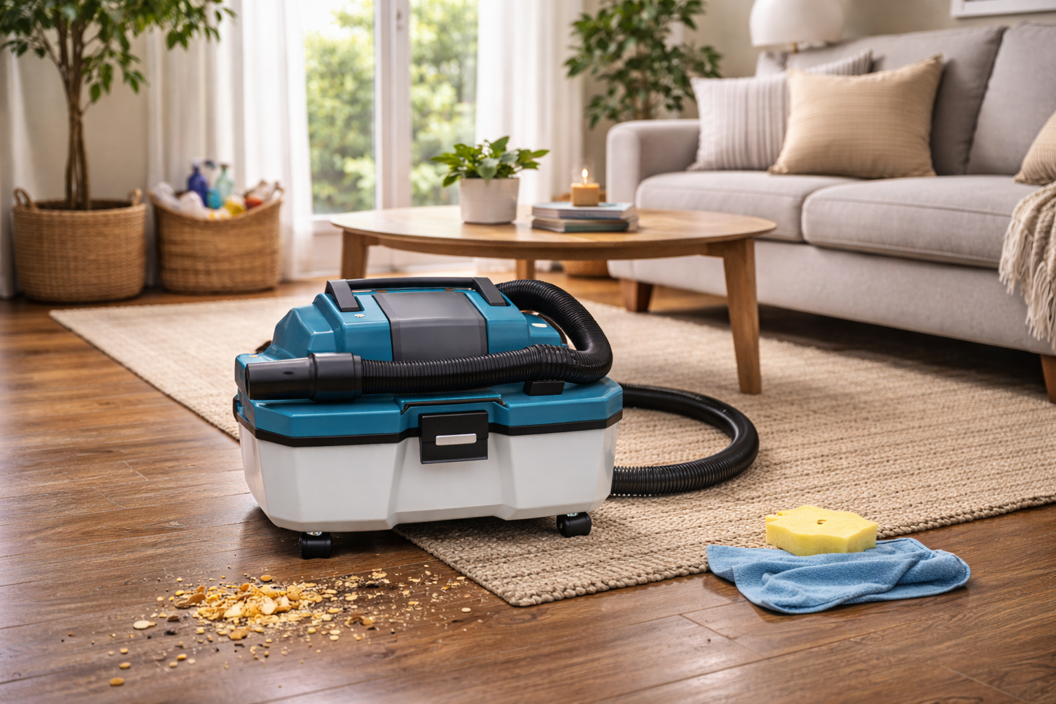 Portable Wet & Dry Living Room Vacuum Cleaner for Floor and Carpet Cleaning