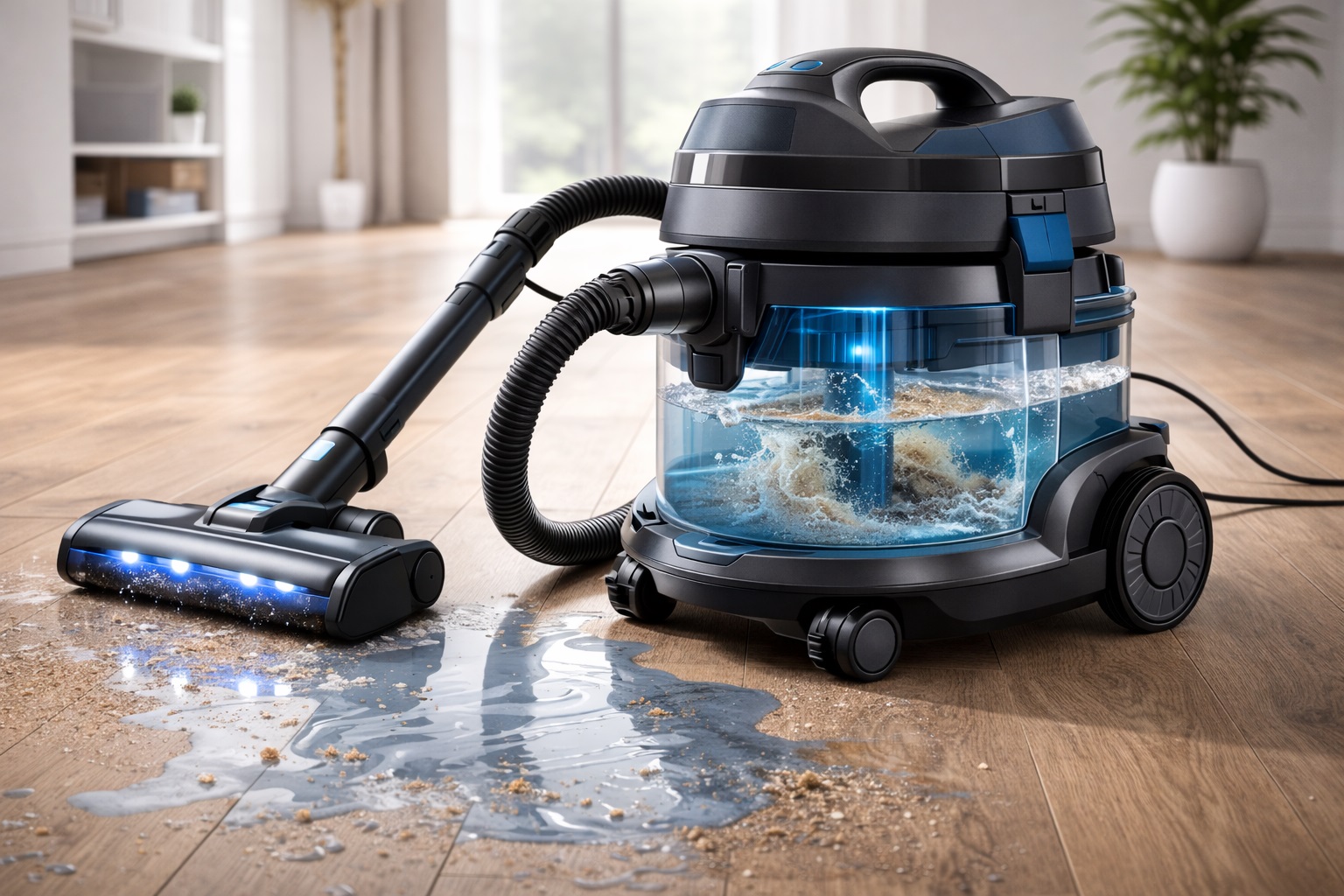 Wet and Dry Vacuum Cleaner with Advanced Water Filtration System