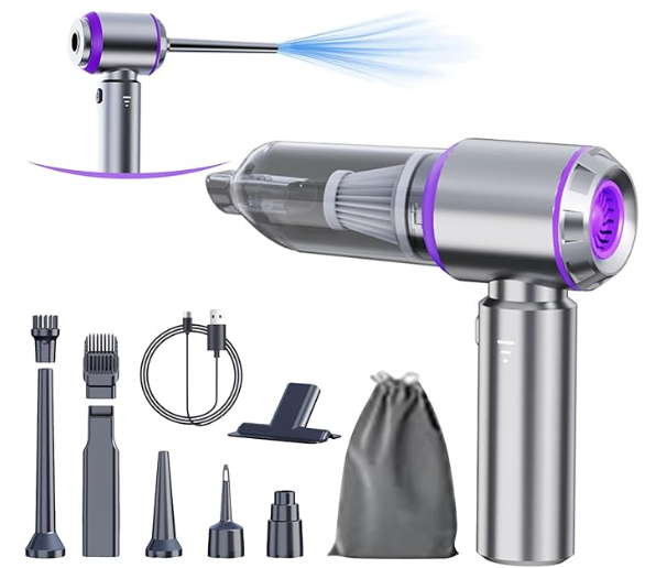 LX-CVC-BS120 4-in-1 Cordless Mini Car Vacuum Cleaner & Air Duster with 20000Pa Suction, 3 Modes & USB Rechargeable