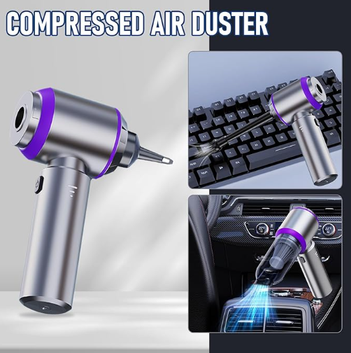 LX-CVC-BS120 4-in-1 Cordless Mini Car Vacuum Cleaner & Air Duster with 20000Pa Suction, 3 Modes & USB Rechargeable