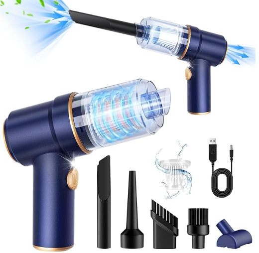 LX-CVC-BS50 2-in-1 Mini Cordless Car Vacuum & Air Duster with High Suction, HEPA Filter, and 6 Nozzles