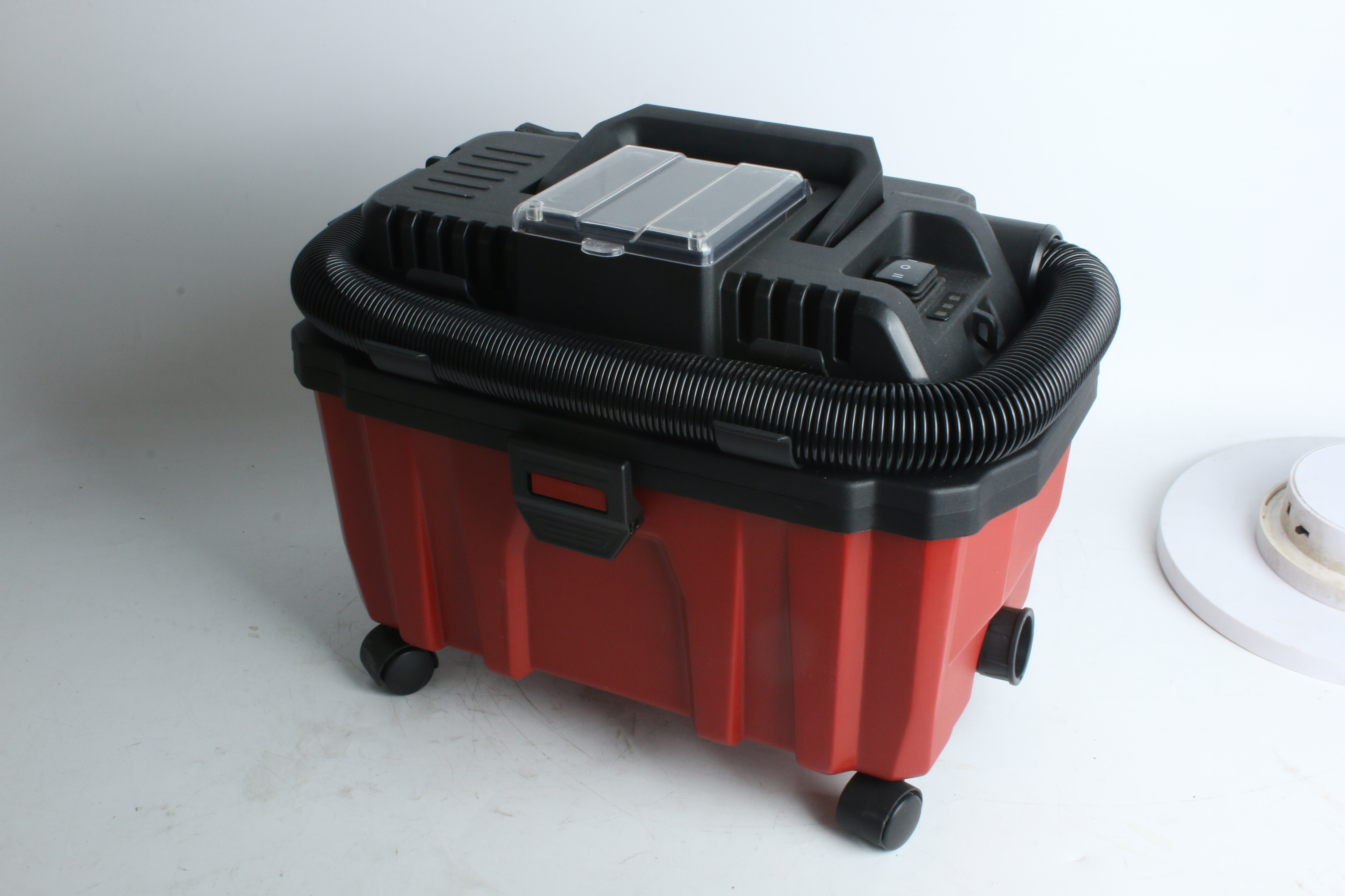 Compact Red Barrel Wet Dry Vacuum Cleaner with Powerful Suction
