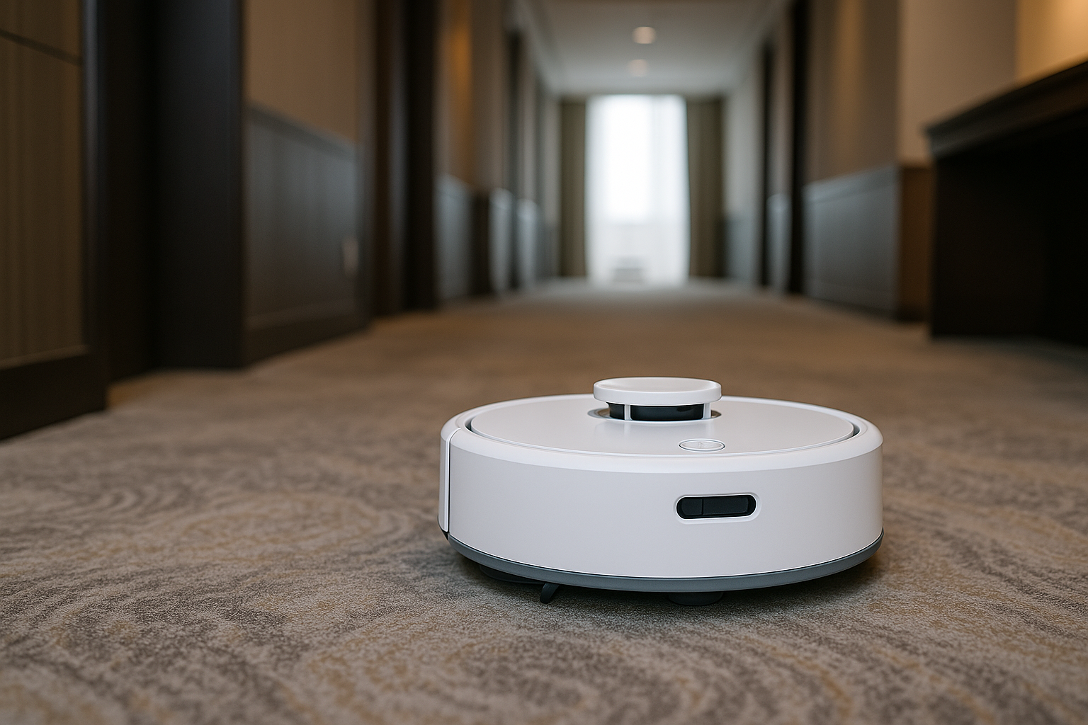 J12 Smart Hotel Room Cleaning Robot | Low-Noise LIDAR Vacuum with App Control for Hospitality Use