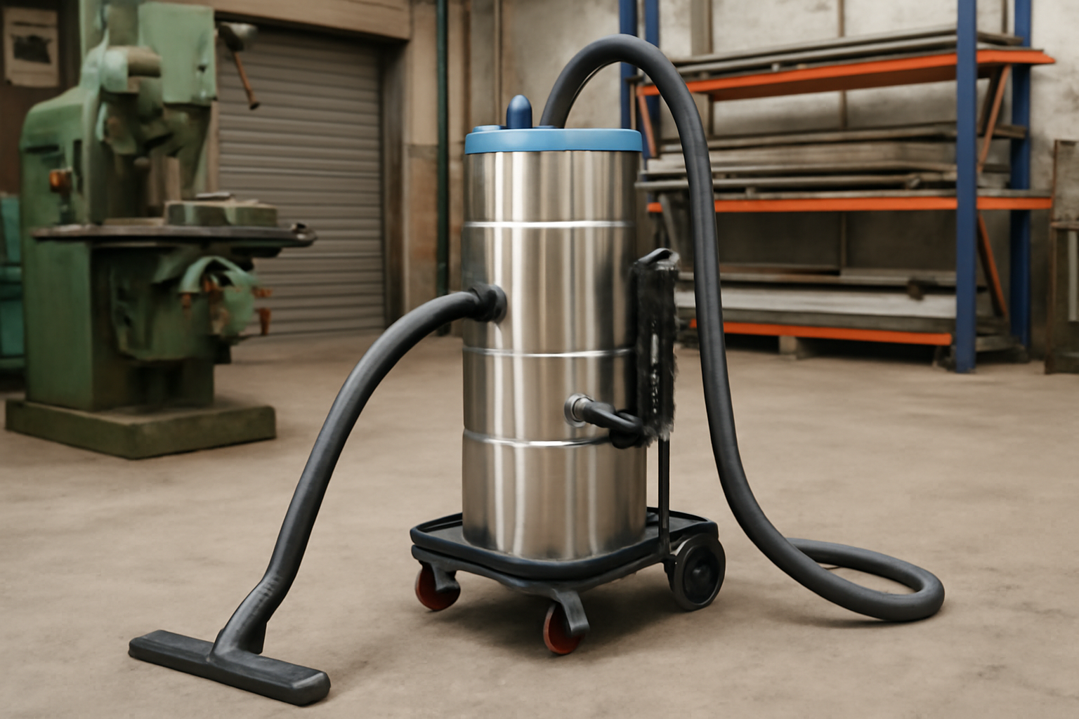 Stainless Steel Industrial Vacuum Cleaner - Heavy-Duty Workshop and Metal Dust Cleaning Equipment