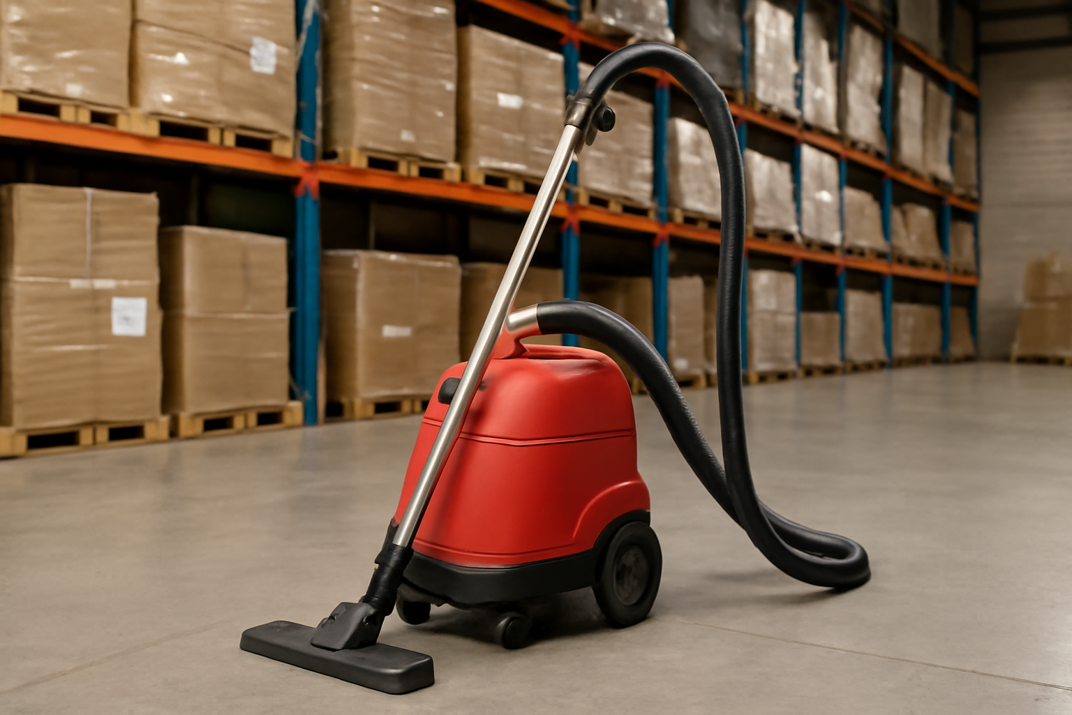 J4 Warehouse Commercial Vacuum Cleaner - Industrial Red Canister Vacuum for Logistics & Storage Facilities