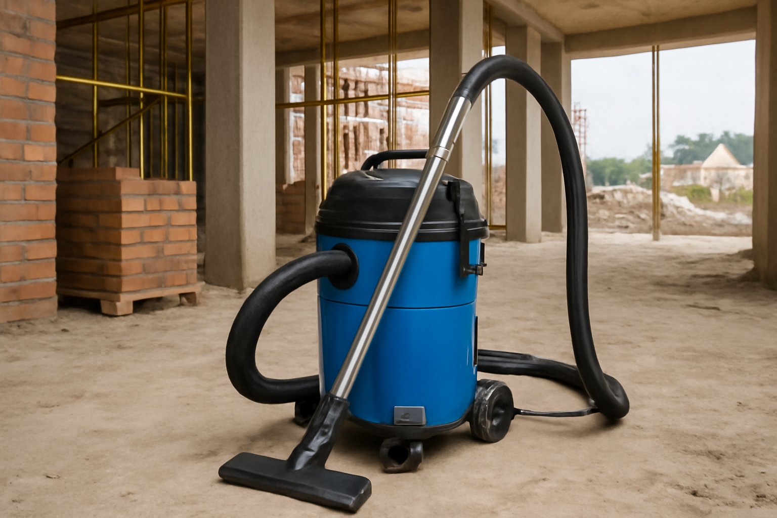 J5 Blue Industrial Wet Dry Vacuum Cleaner - Heavy-Duty Dust Removal for Construction Site Cleanup