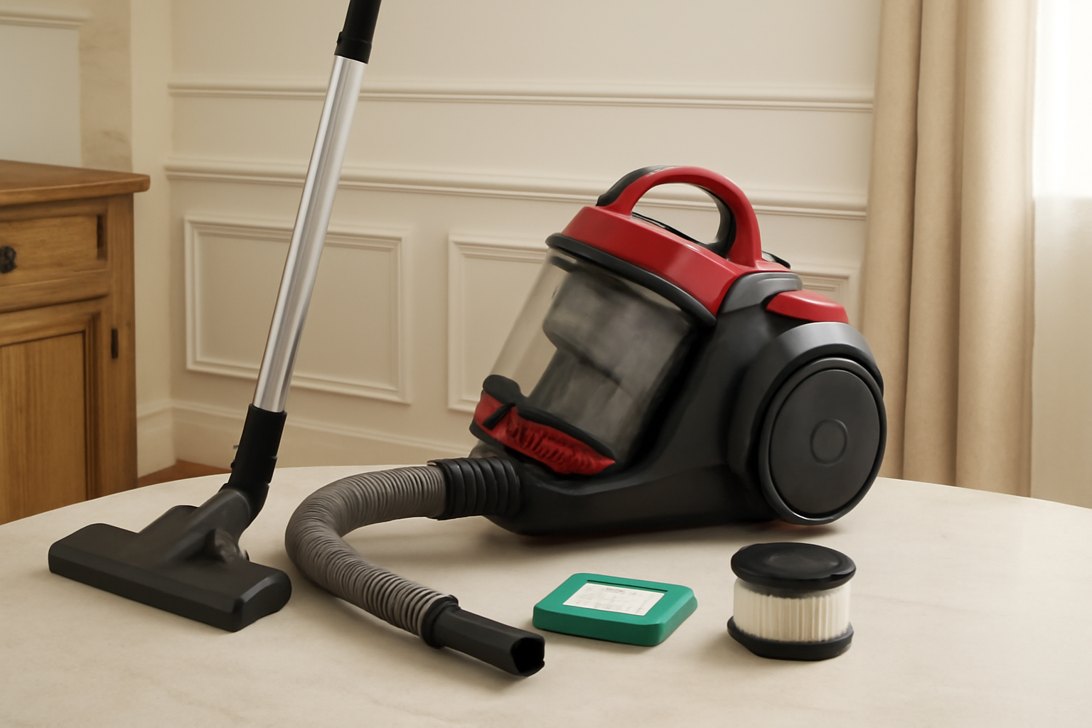Bagless Cylinder Vacuum Cleaner with Multi-Stage Filtration – Compact High-Suction Home Floor Cleaner with Washable HEPA Filter & Accessories J5