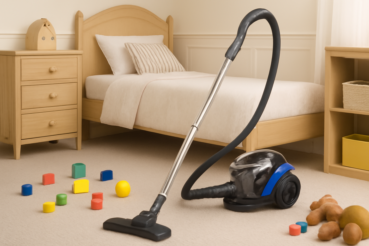 Quiet Cylinder Vacuum Cleaner for Children’s Room – Compact Lightweight Dust Cleaner with HEPA Filter & Low Noise for Allergy-Free Home Cleaning J6