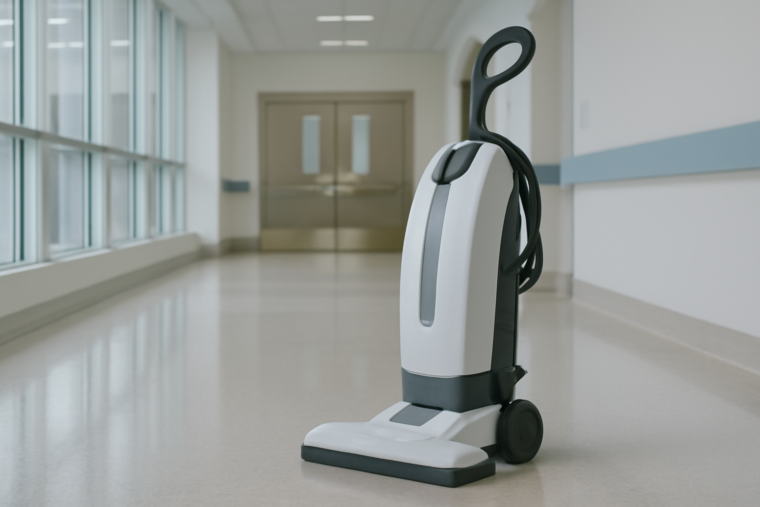 Upright Lightweight HEPA Vacuum Cleaner for Large Healthcare Facilities