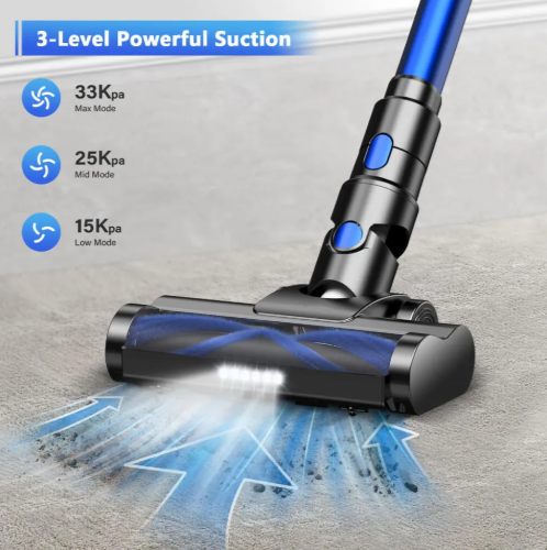 LX-HVC-Upgraded 33KPa Cordless Vacuum Cleaner – Lightweight 4-in-1 Stick Vacuum with LED Light & Adjustable Suction for Floor, Sofa, Car & Curtains