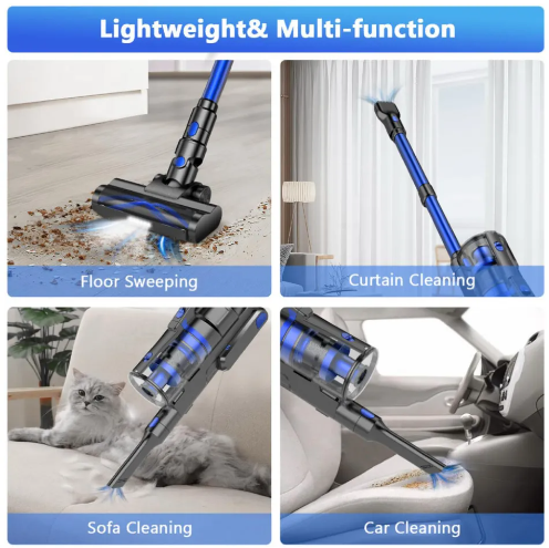 LX-HVC-Upgraded 33KPa Cordless Vacuum Cleaner – Lightweight 4-in-1 Stick Vacuum with LED Light & Adjustable Suction for Floor, Sofa, Car & Curtains