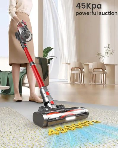 LX-HVC-Versatile 45000Pa Cordless Vacuum Cleaner with Anti-Tangle Roller, Adjustable Wand & LED Light – 4-in-1 Lightweight Stick Vacuum for Home, RV & Pet Hair