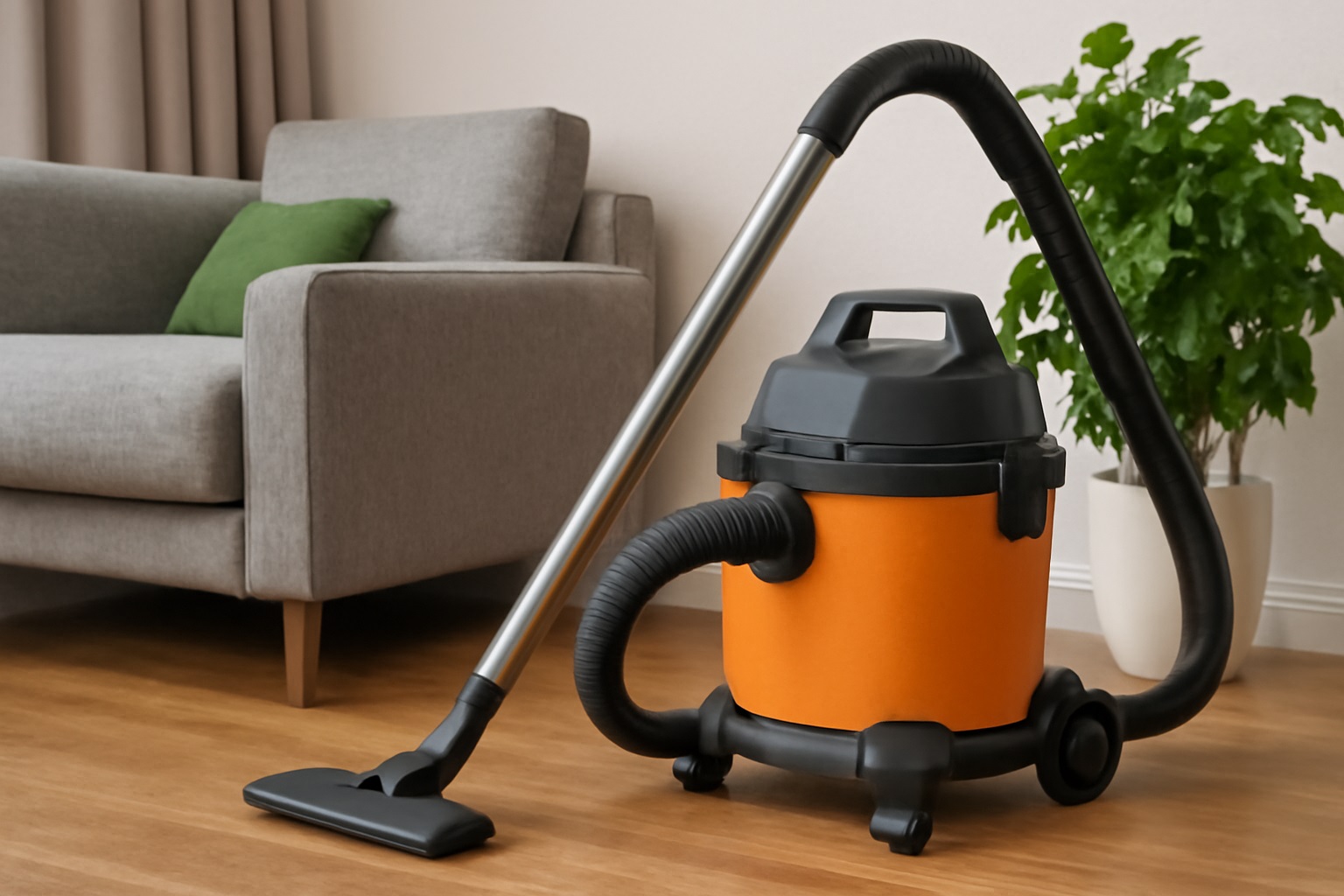 14L Multi-Scene Dry Canister Vacuum Cleaner with HEPA Filter and Durable Orange Barrel Design