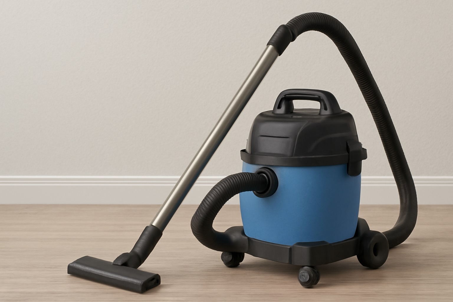 Blue Dry Canister Vacuum Cleaner with Quiet Motor and Aluminum Wand for Home Cleaning