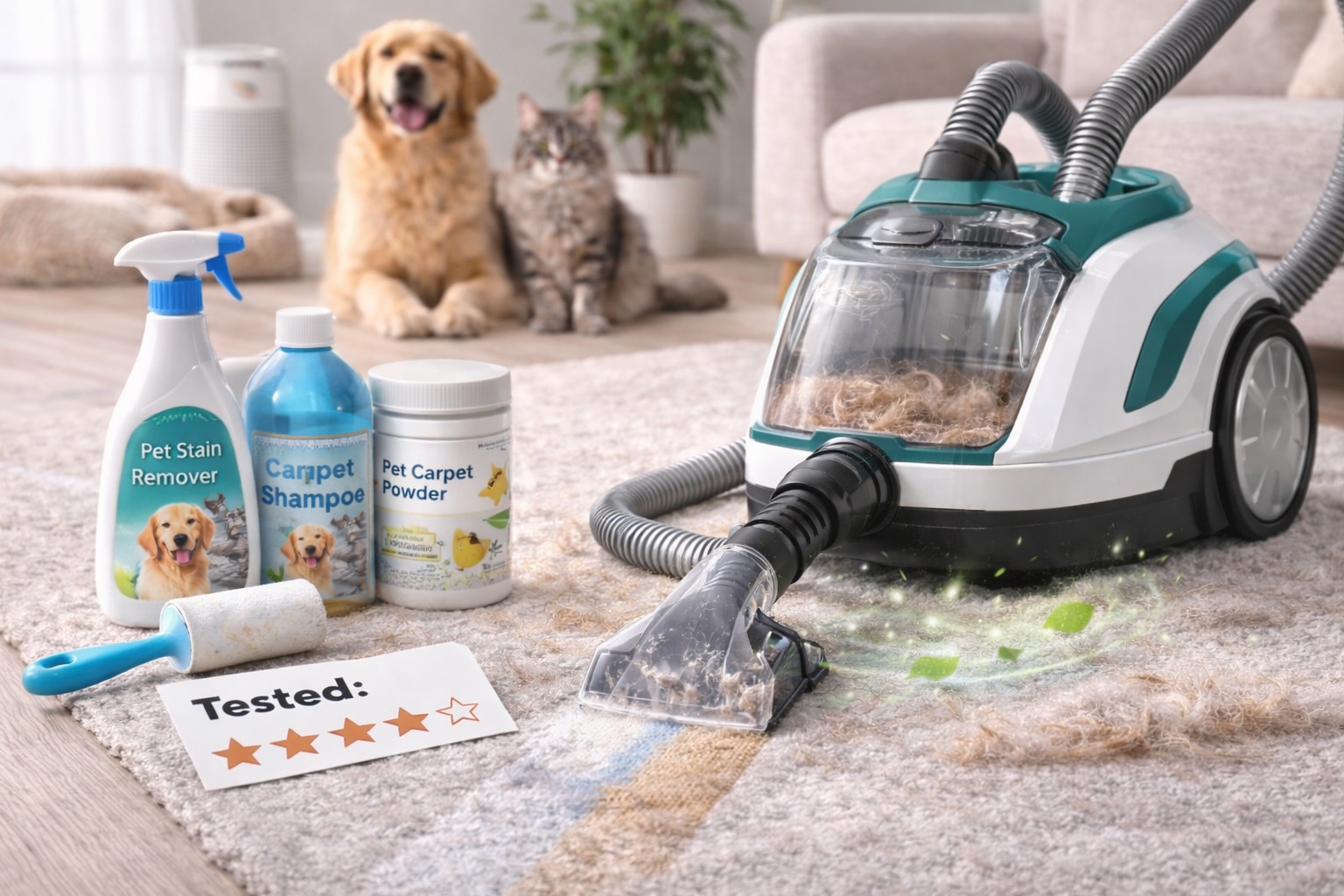 Deep Carpet Cleaning Kit for Pet Homes – Vacuum, Shampoo, Powder & Stain Remover