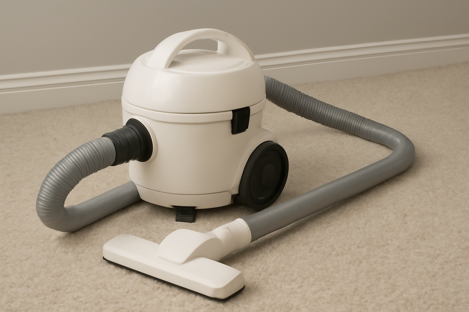 Lightweight White Vacuum Cleaner with Powerful Suction for Carpet and Floor Cleaning