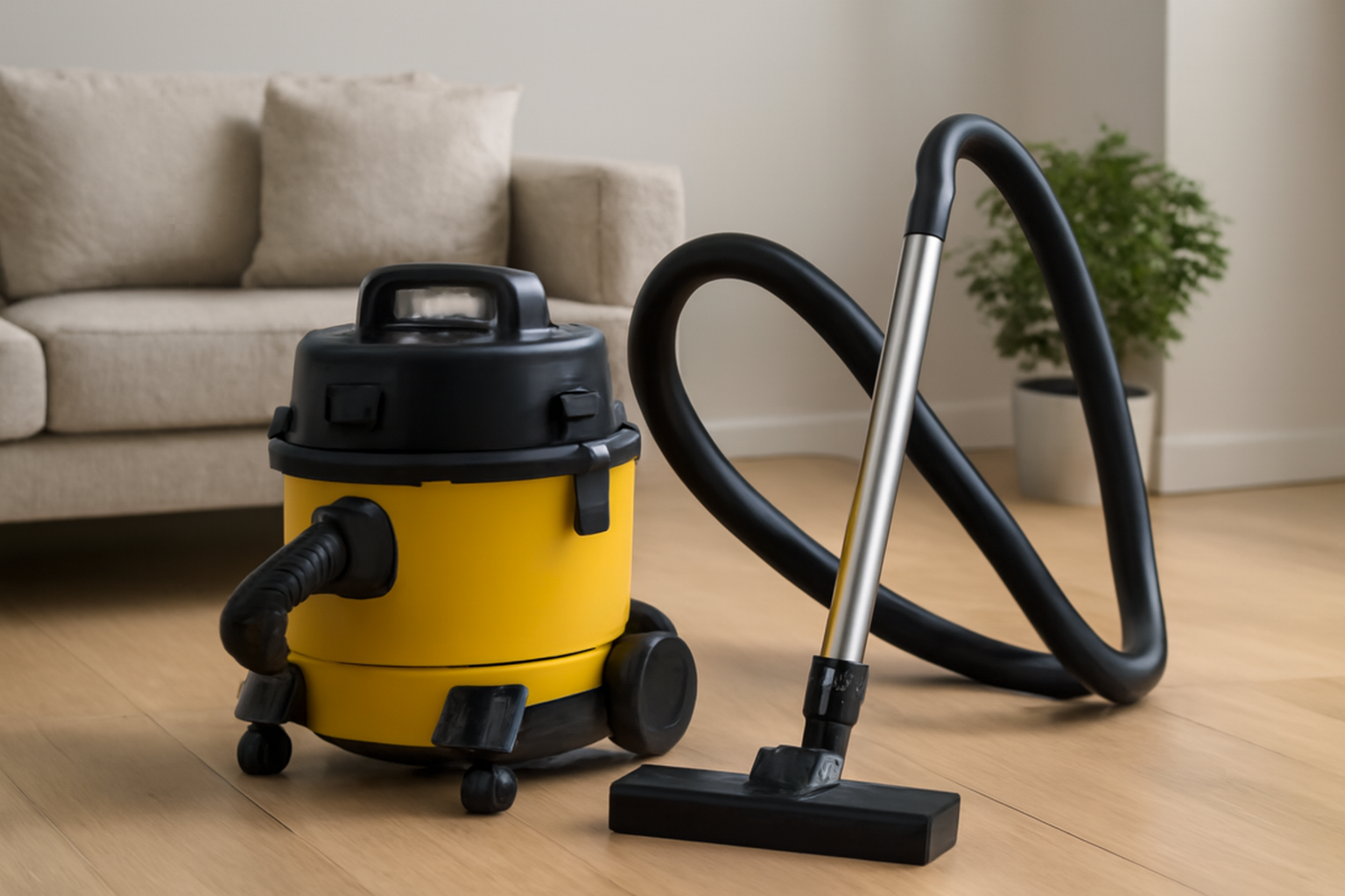 Y1 Yellow Wet Dry Canister Vacuum Cleaner for Home with Strong Suction, Multi-Surface Floor Cleaning, Heavy-Duty Utility Vacuum