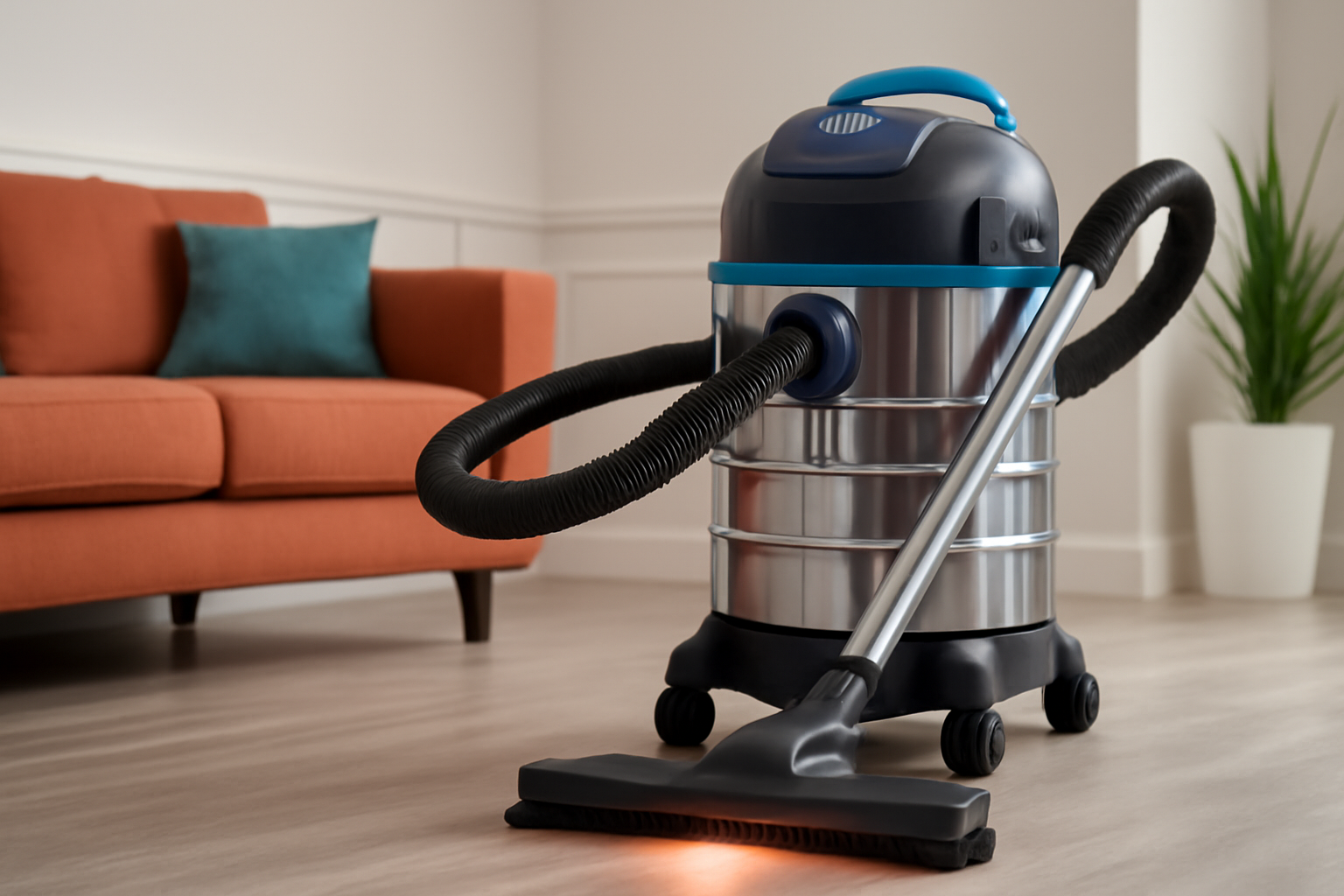 Y2 Compact Wet Dry Vacuum Cleaner for Modern Homes – LED Head & Stainless Steel Canister, Multi-Surface Floor Cleaning Tool