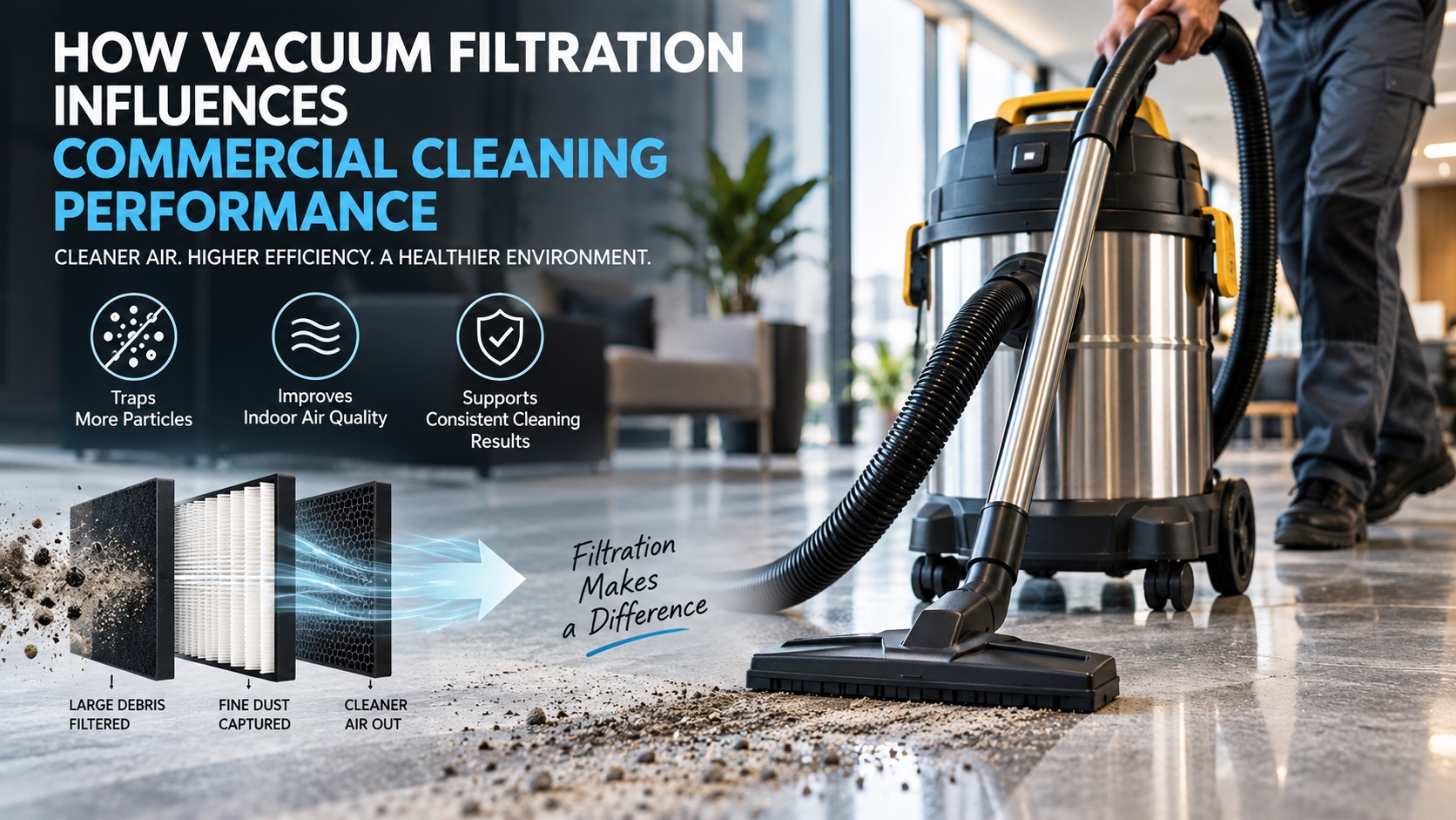 How Vacuum Filtration Influences Commercial Cleaning Performance