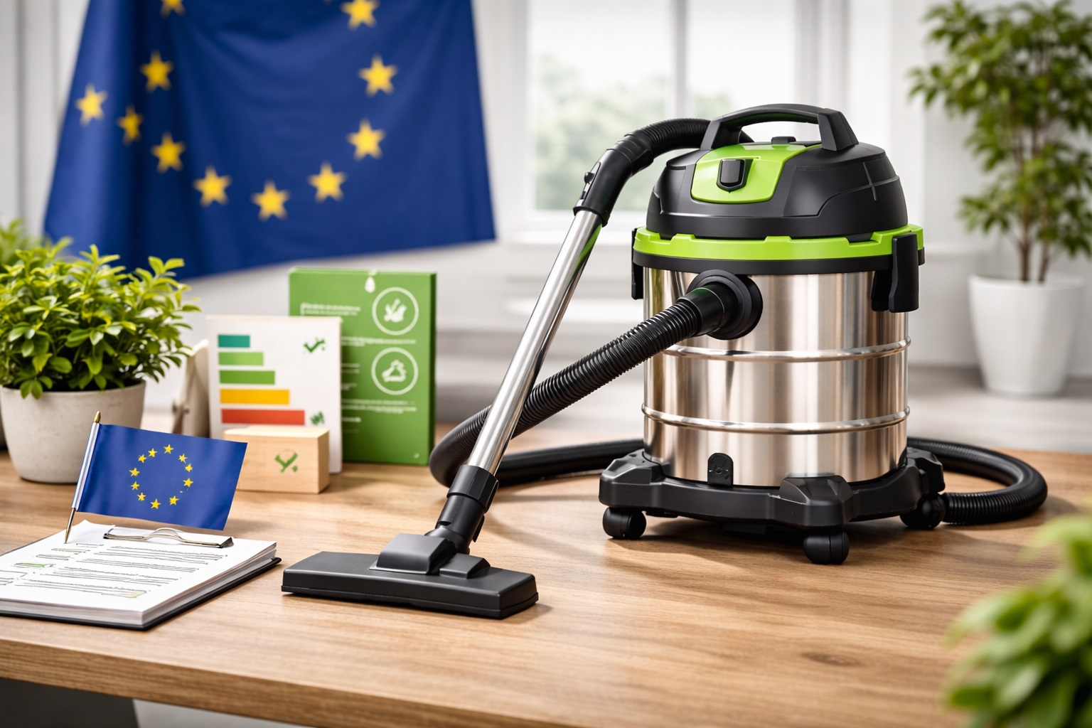 2026 EU Eco Regulation Compliant Vacuum Cleaner – Energy Label Stainless Steel Wet & Dry Cleaner
