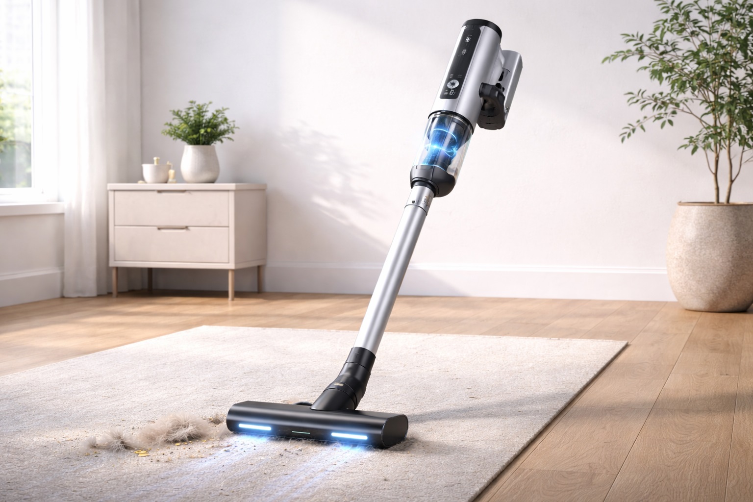 Cordless HEPA Vacuum Cleaner with Minimalist Design & LED Precision