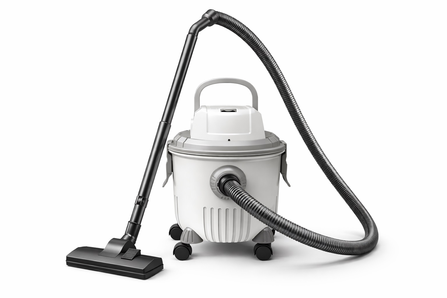 Modern Barrel Vacuum Cleaner with Flexible Hose and Telescopic Wand