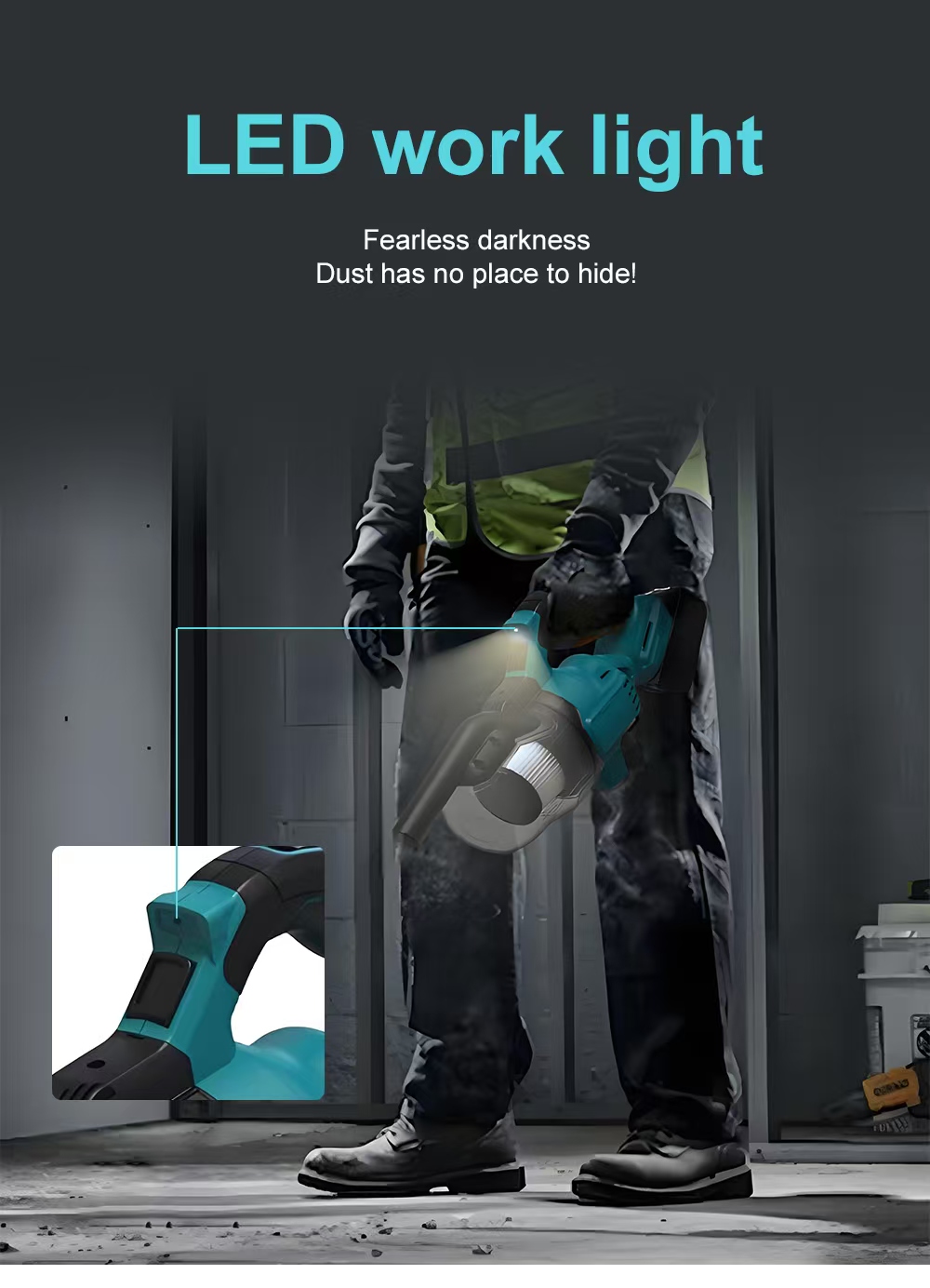 LX-HVC-SH300 Portable 300W Lithium Handheld Vacuum Cleaner Compatible with Makita Battery – 0.7L Dust Capacity, 9.4Kpa Suction