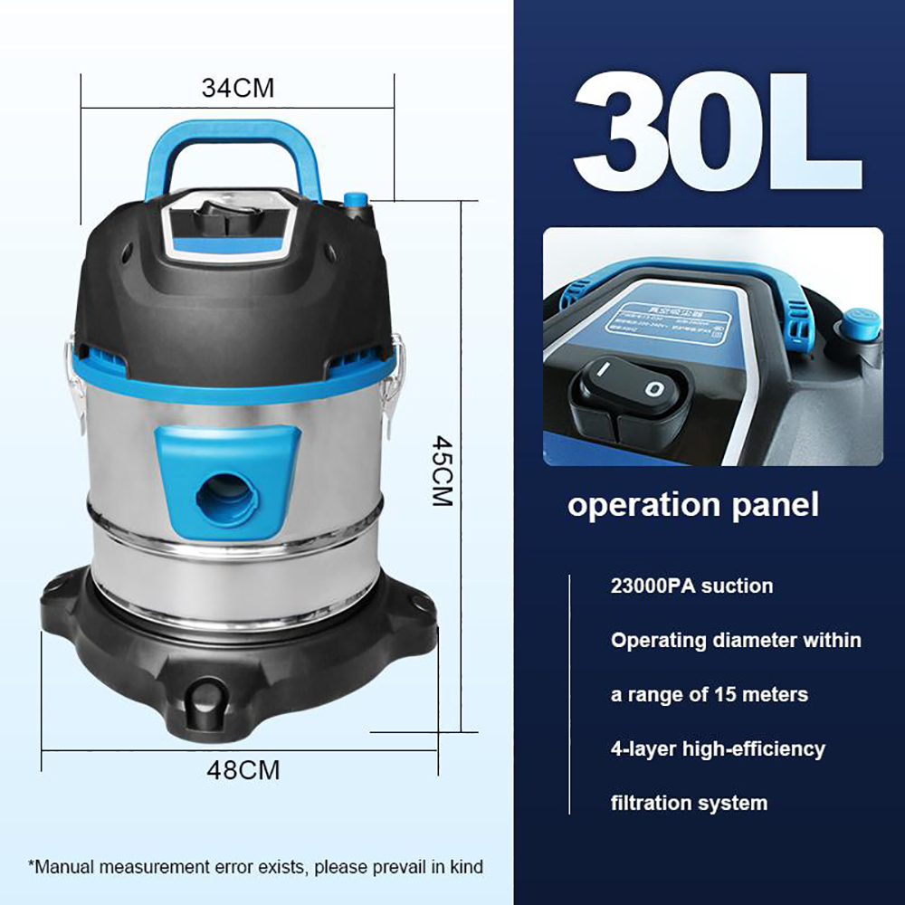 LX-VC-D40L-BB Industrial Wet & Dry Vacuum Cleaner – 40L Stainless Steel Barrel Commercial Vacuum with HEPA, Powerful Suction & Universal Wheels