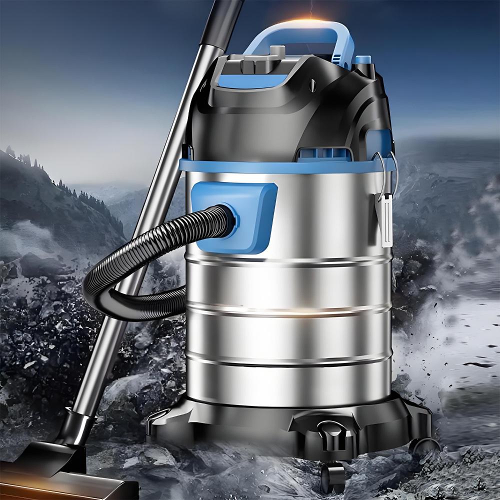 LX-VC-D40L-BB Industrial Wet & Dry Vacuum Cleaner – 40L Stainless Steel Barrel Commercial Vacuum with HEPA, Powerful Suction & Universal Wheels