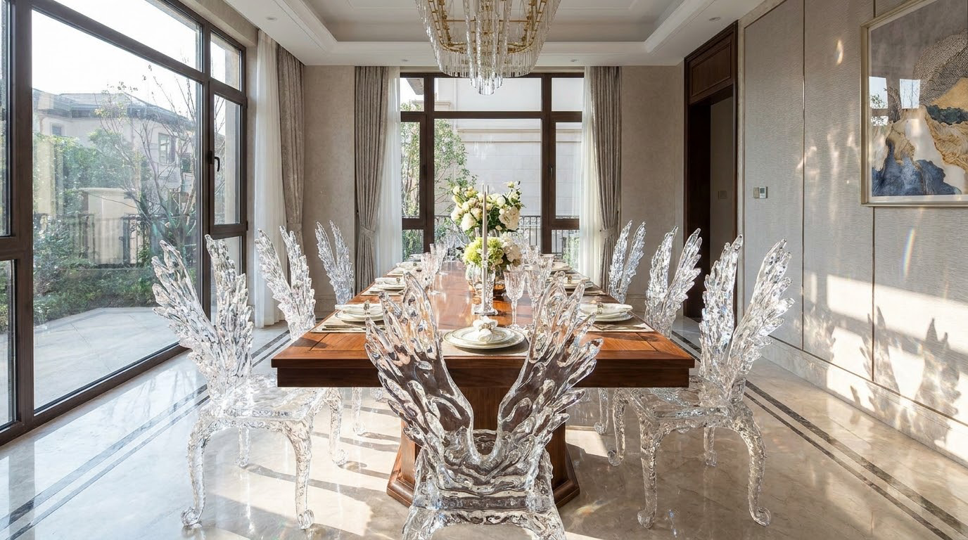 Synthetic Crystal Furniture: Applications in Interior Acoustic Design With Hard Transparent Materials