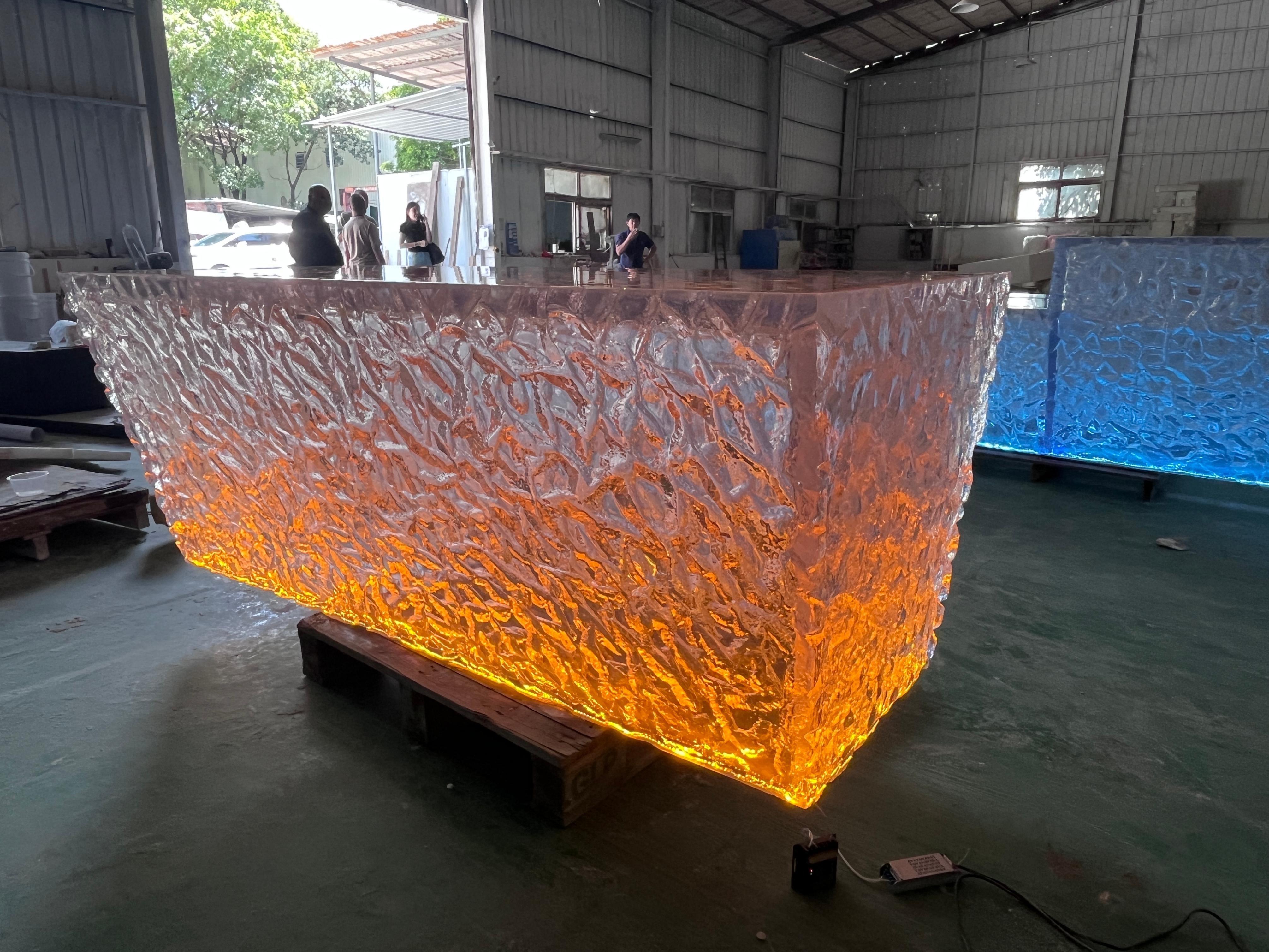 3D Geometric Texture Glowing Crystal Island Counter