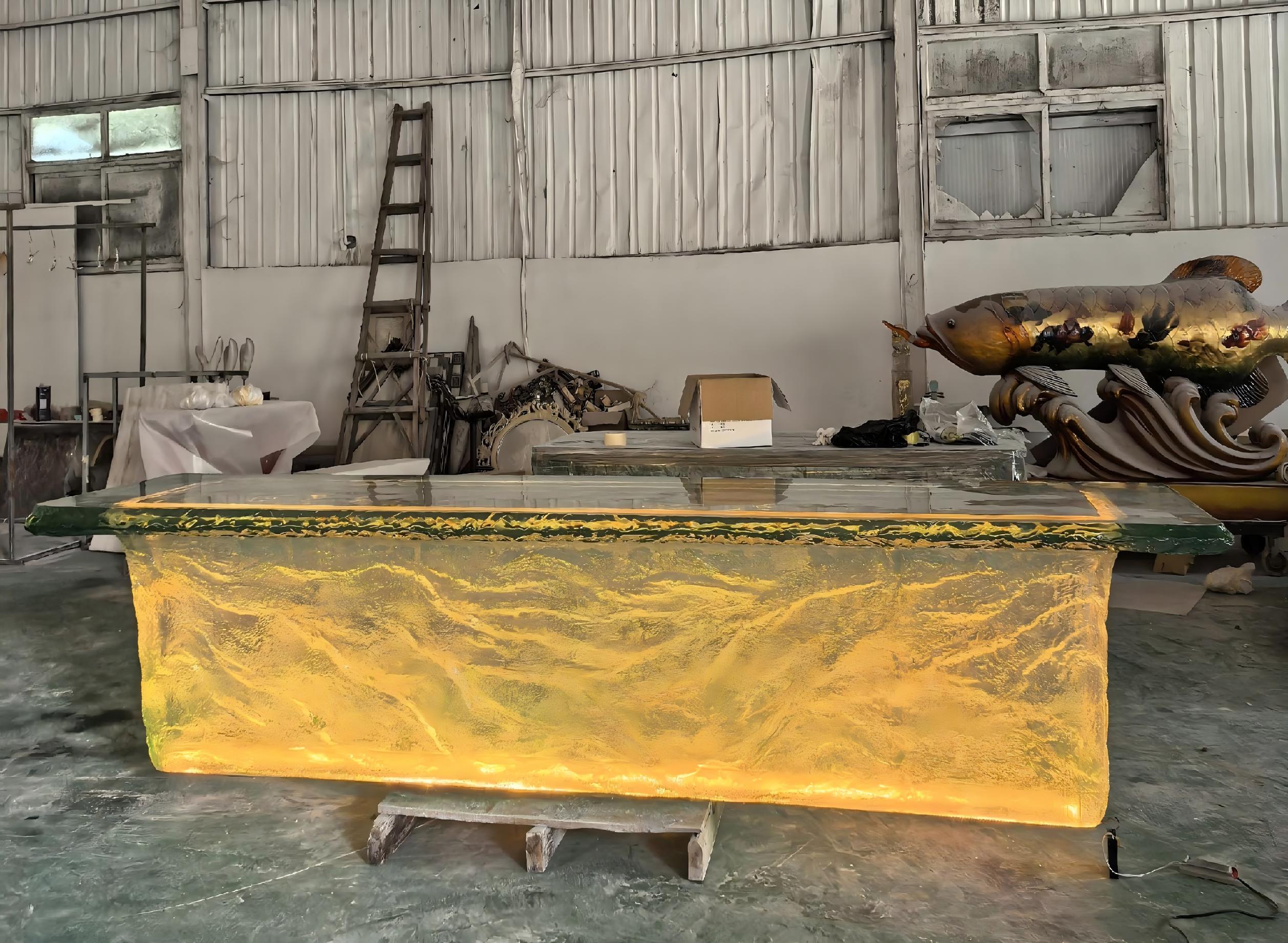 CrystalWave™ Ocean Ripple LED Crystal Island Table