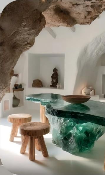 Green Crystal Rock Island Table