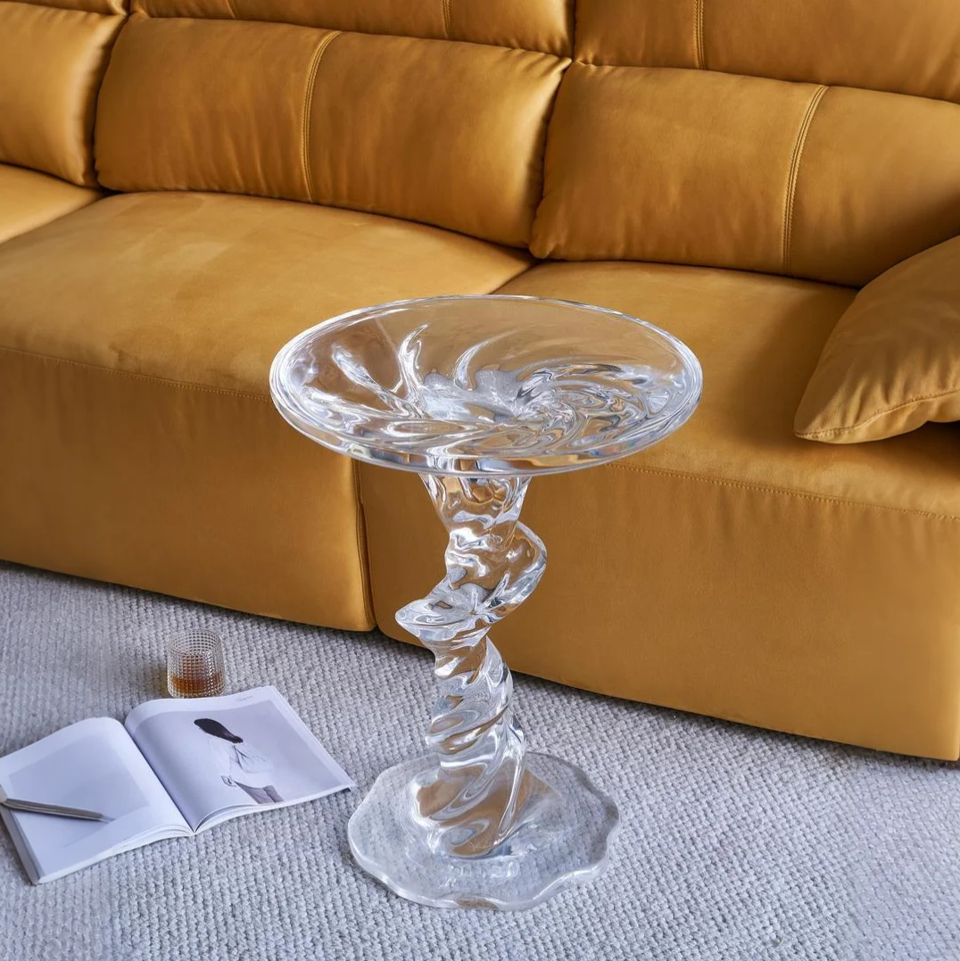 Cyclone Bliss Acrylic Side Table - Dynamic Spiral Design with Elegant Effect