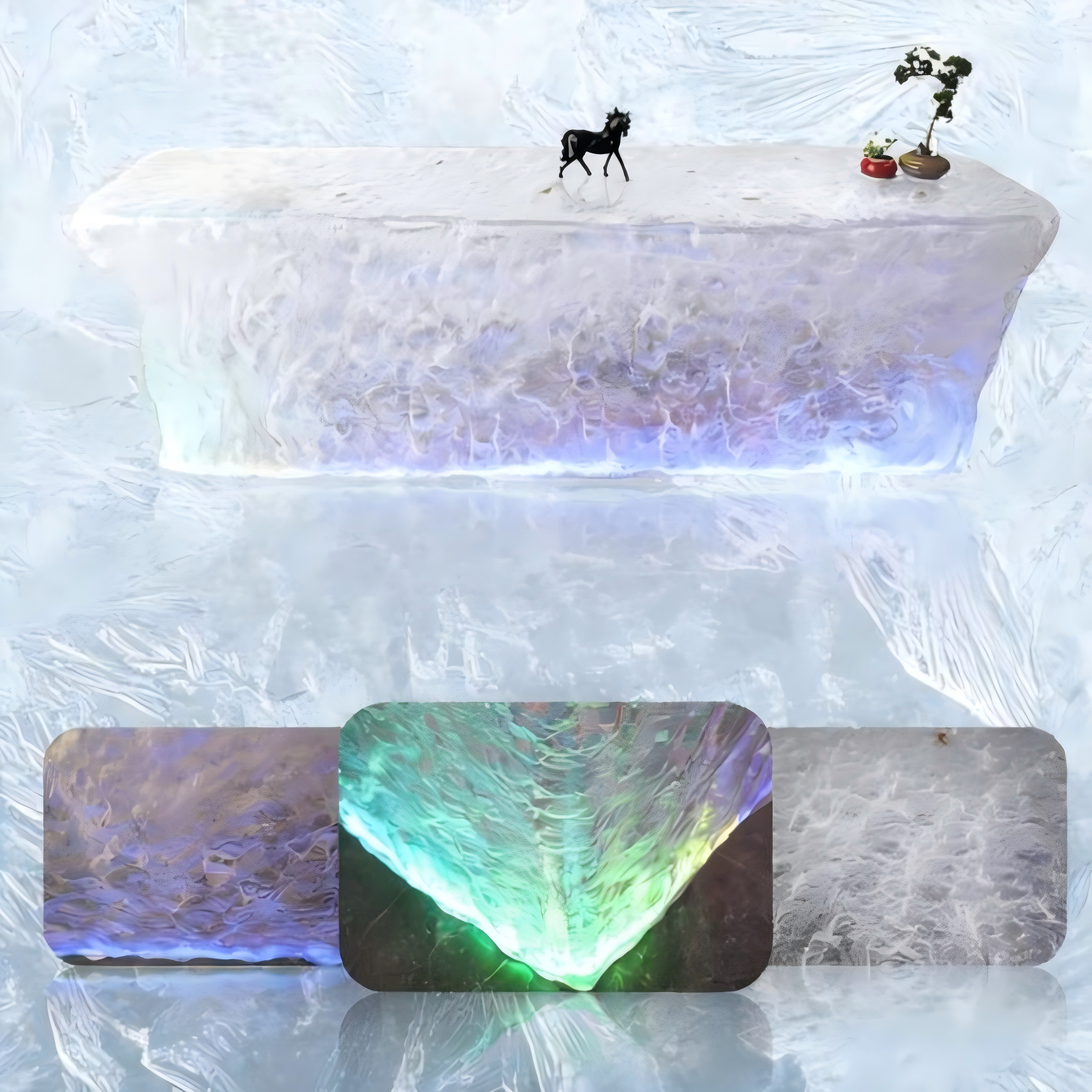 Backlit Sculptural Acrylic Crystal Island Table