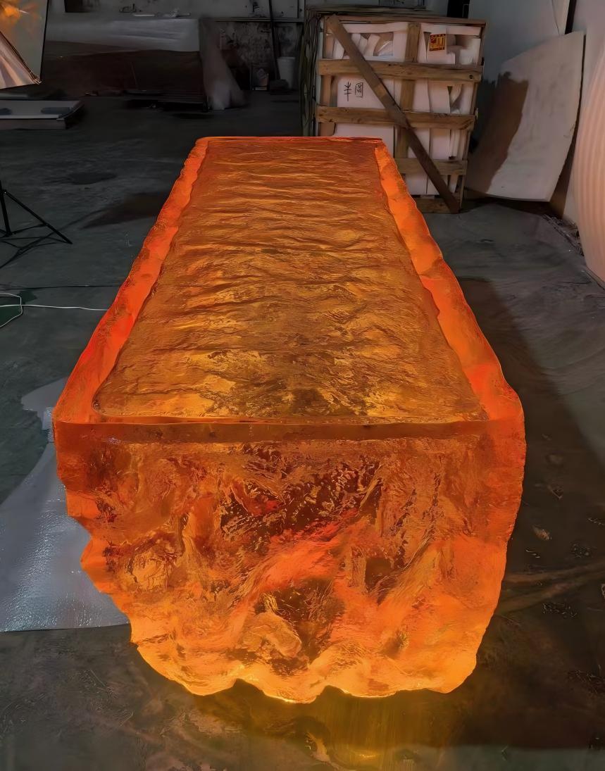 Lava Crystal Illuminated Bar Counter | Custom LED Resin Island Table