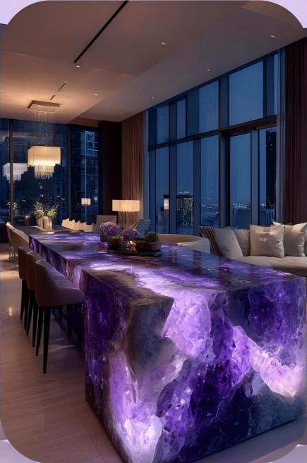 Backlit Amethyst Glow Crystal Island