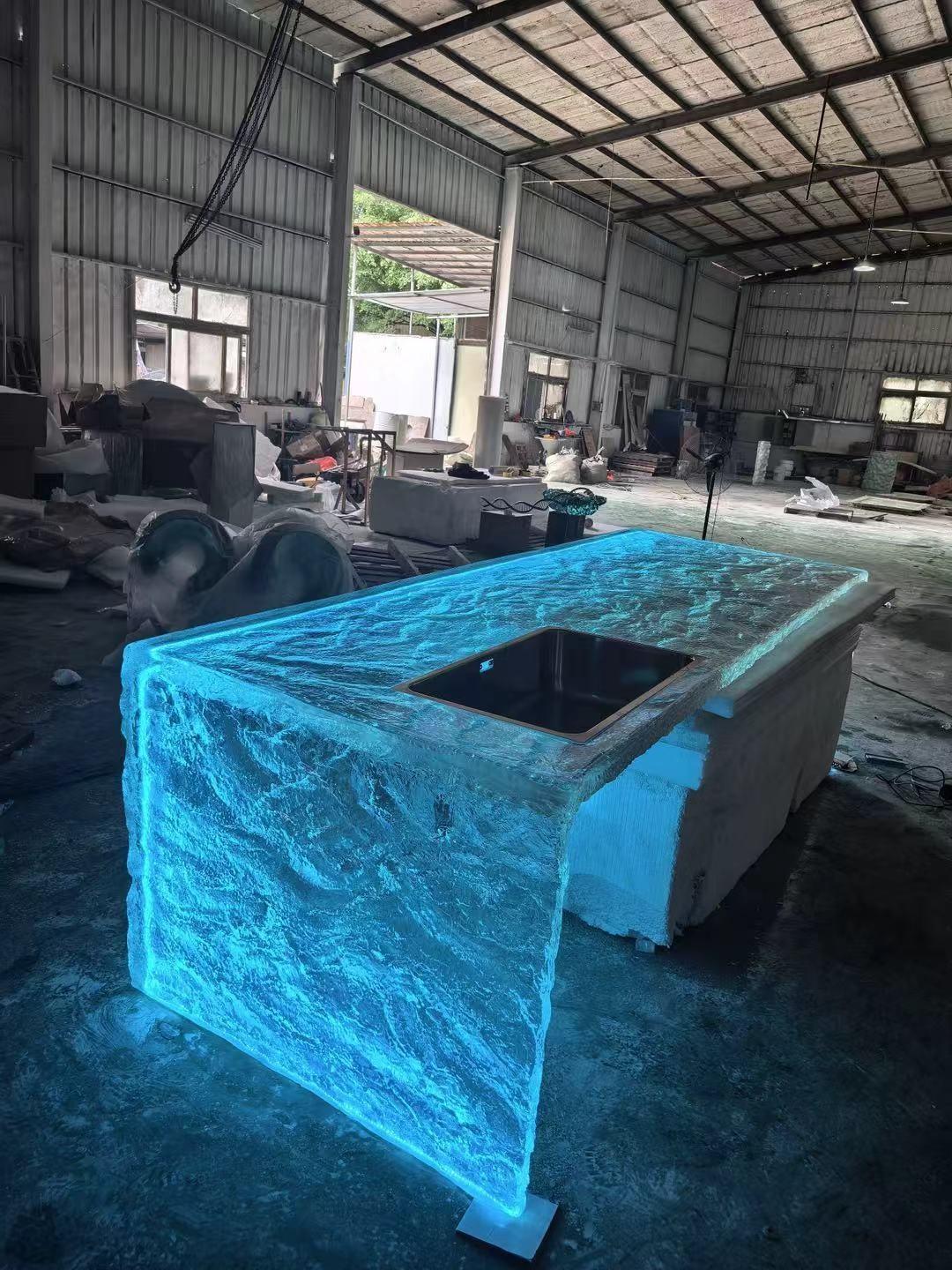 LED Crystal Resin Bar Counter with Sink