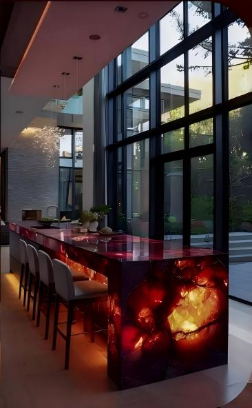 Ruby Flame Acrylic Island Counter