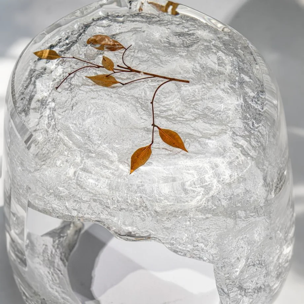 Frosted Leaves Acrylic Stool