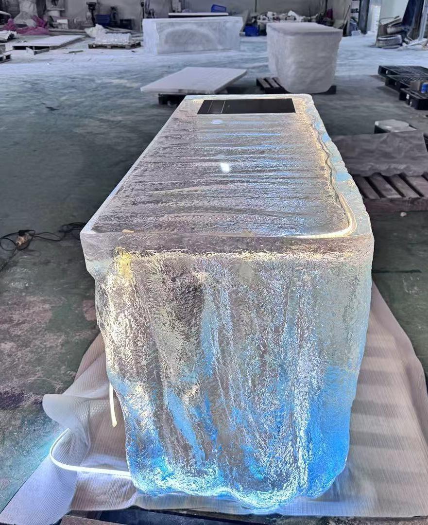 Transparent Ice Finish LED Crystal Bar Counter