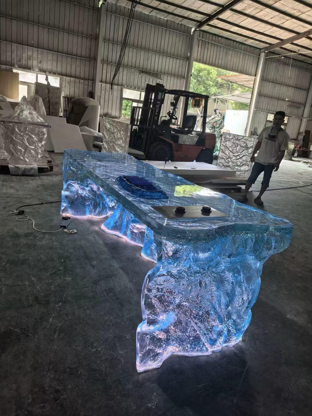 Glacier Blue LED Crystal Island Bar