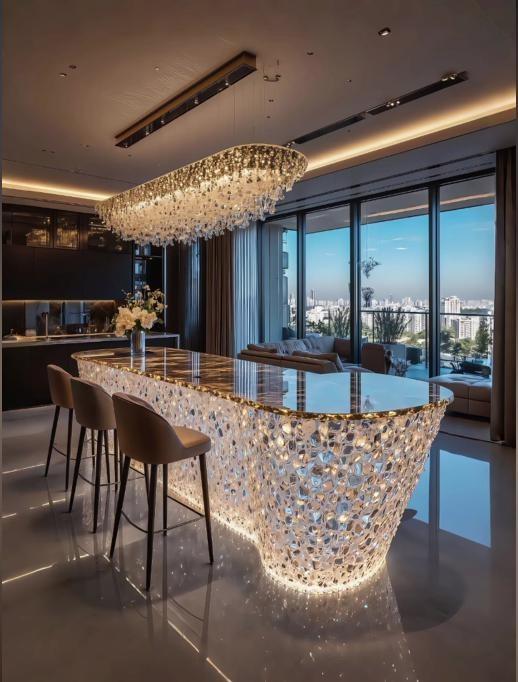 Luxury Crystal Island Light Display Table