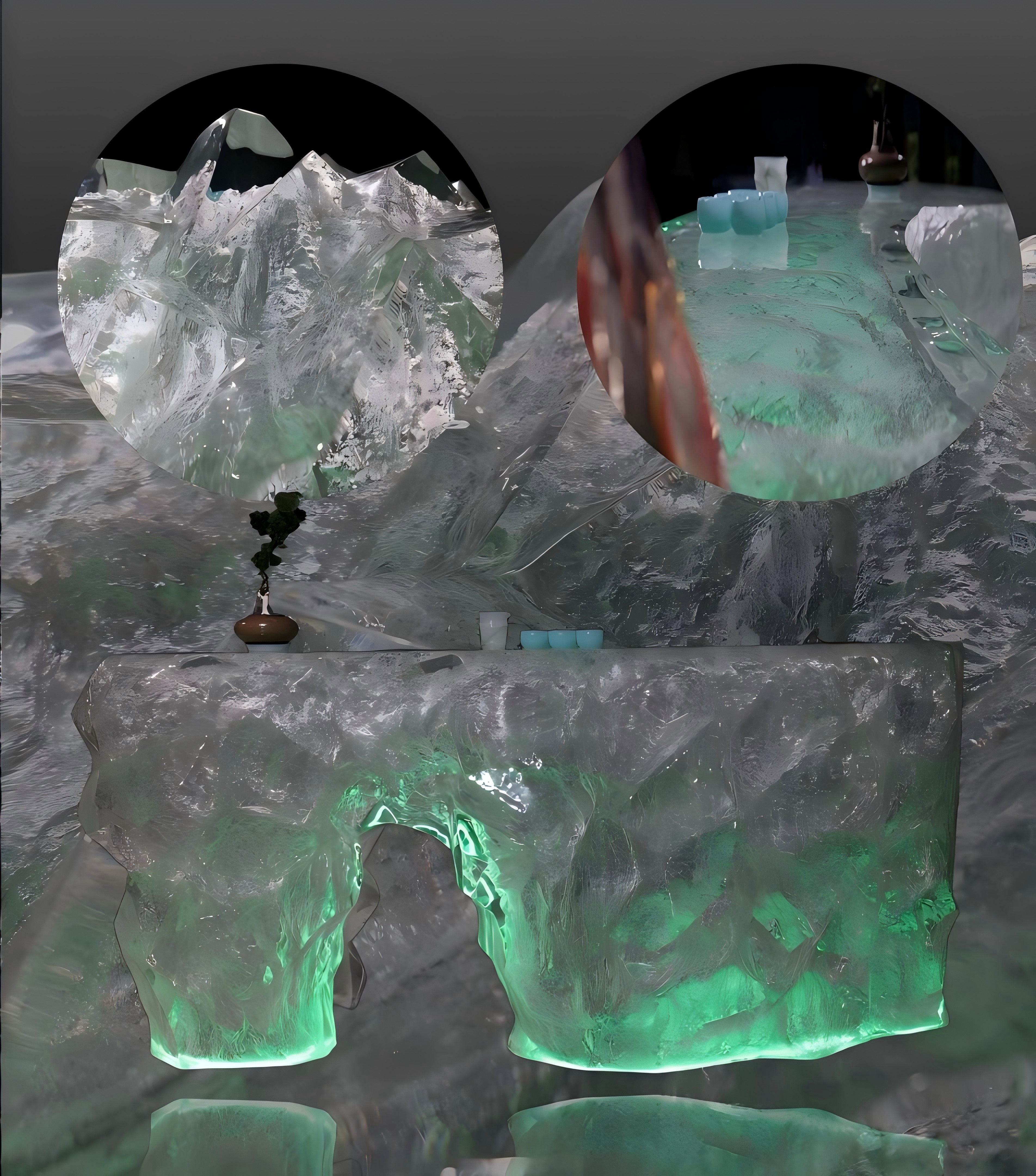 Mountain-Inspired Acrylic Crystal Island