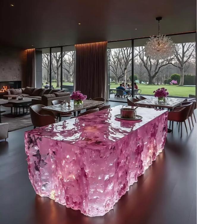 Raw Crystal Wall Island Table