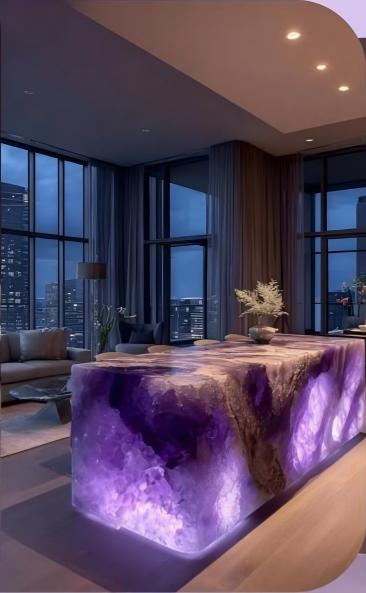Backlit Amethyst Glow Crystal Island