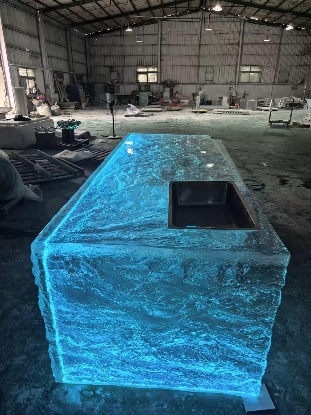 LED Crystal Resin Bar Counter with Sink