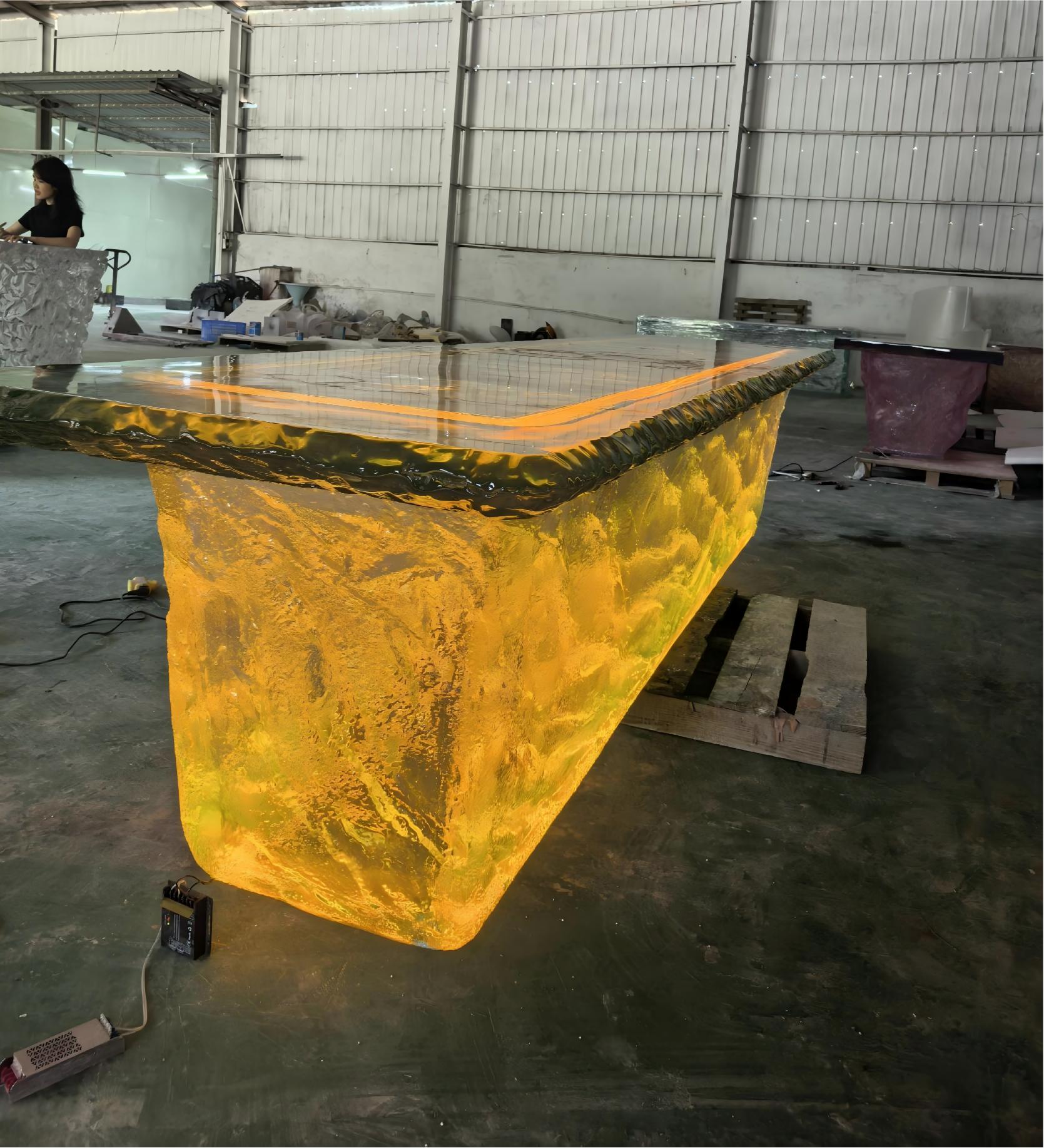 CrystalWave™ Ocean Ripple LED Crystal Island Table