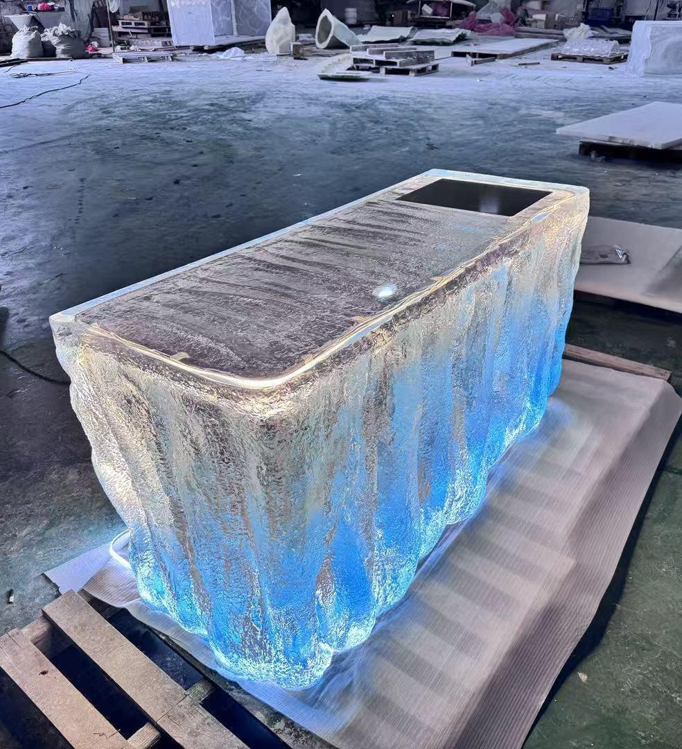 Transparent Ice Finish LED Crystal Bar Counter