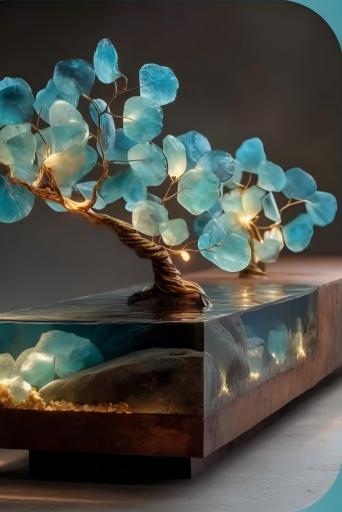 Blue Spirit Crystal Tree Table